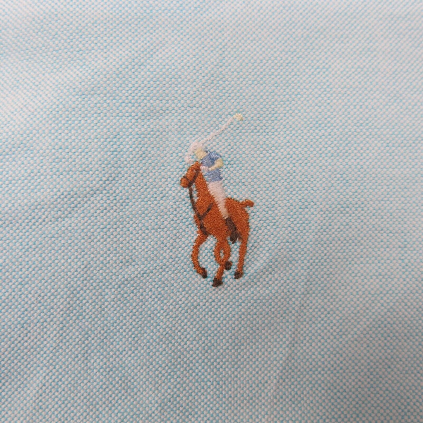 Ralph Lauren Mens Button Down Shirt Long Sleeve 100% Cotton Blue Size 17.5-34