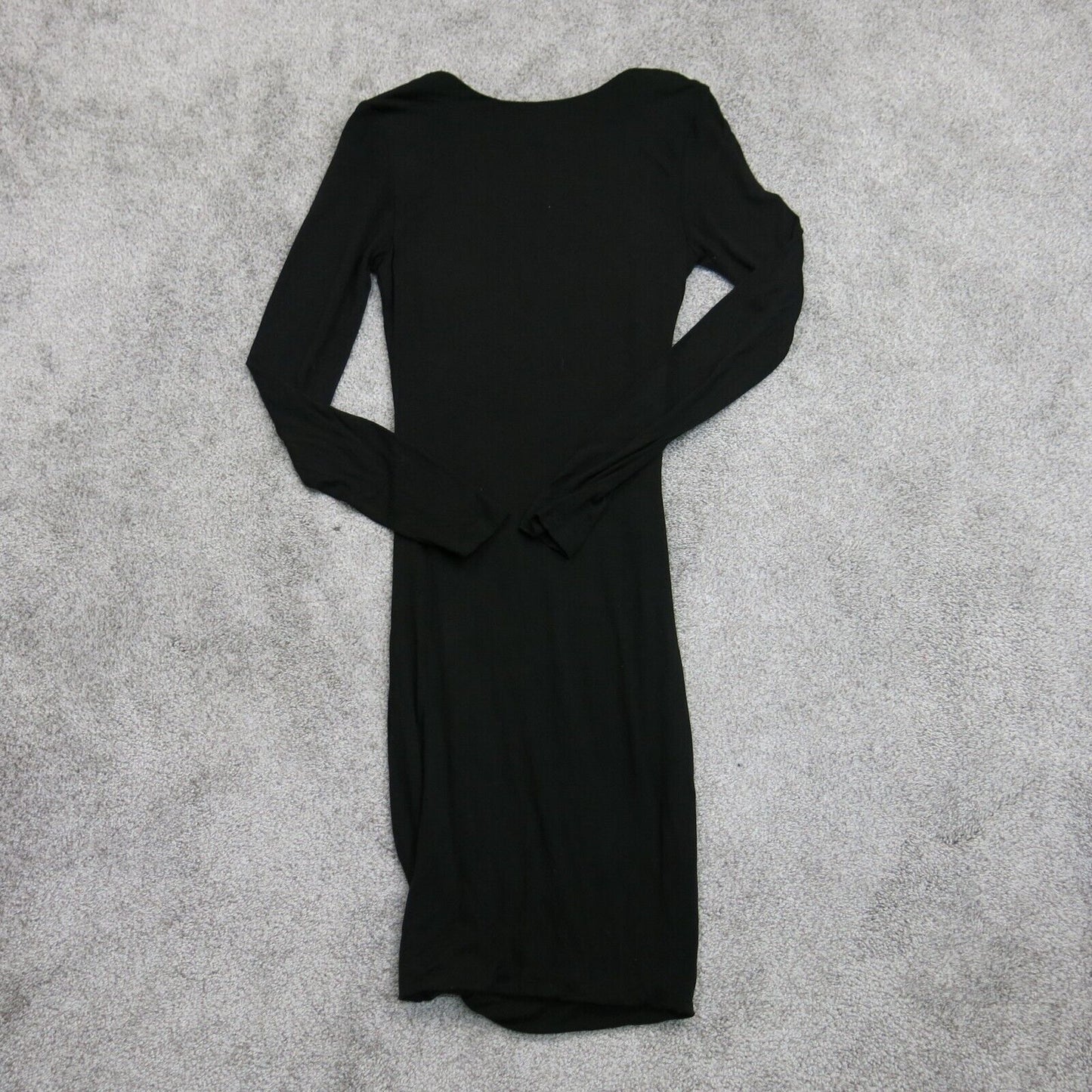 H&M Womens Bodycon Ruched Mini Dress Crew Neck Long Sleeves Black Size XS