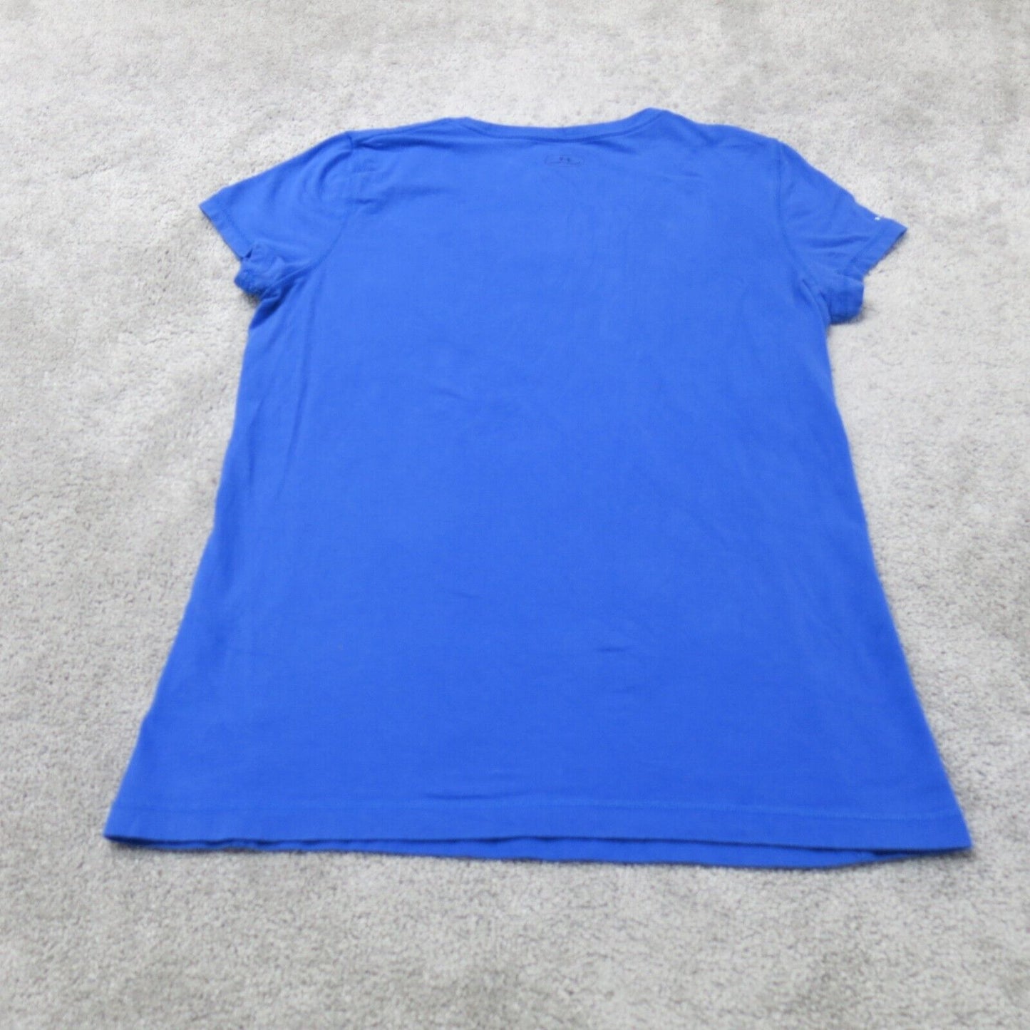 Under Armour Women T Shirt Top Semi Fitted Heatgear Cap Sleeve Cotton Blue SZ LG