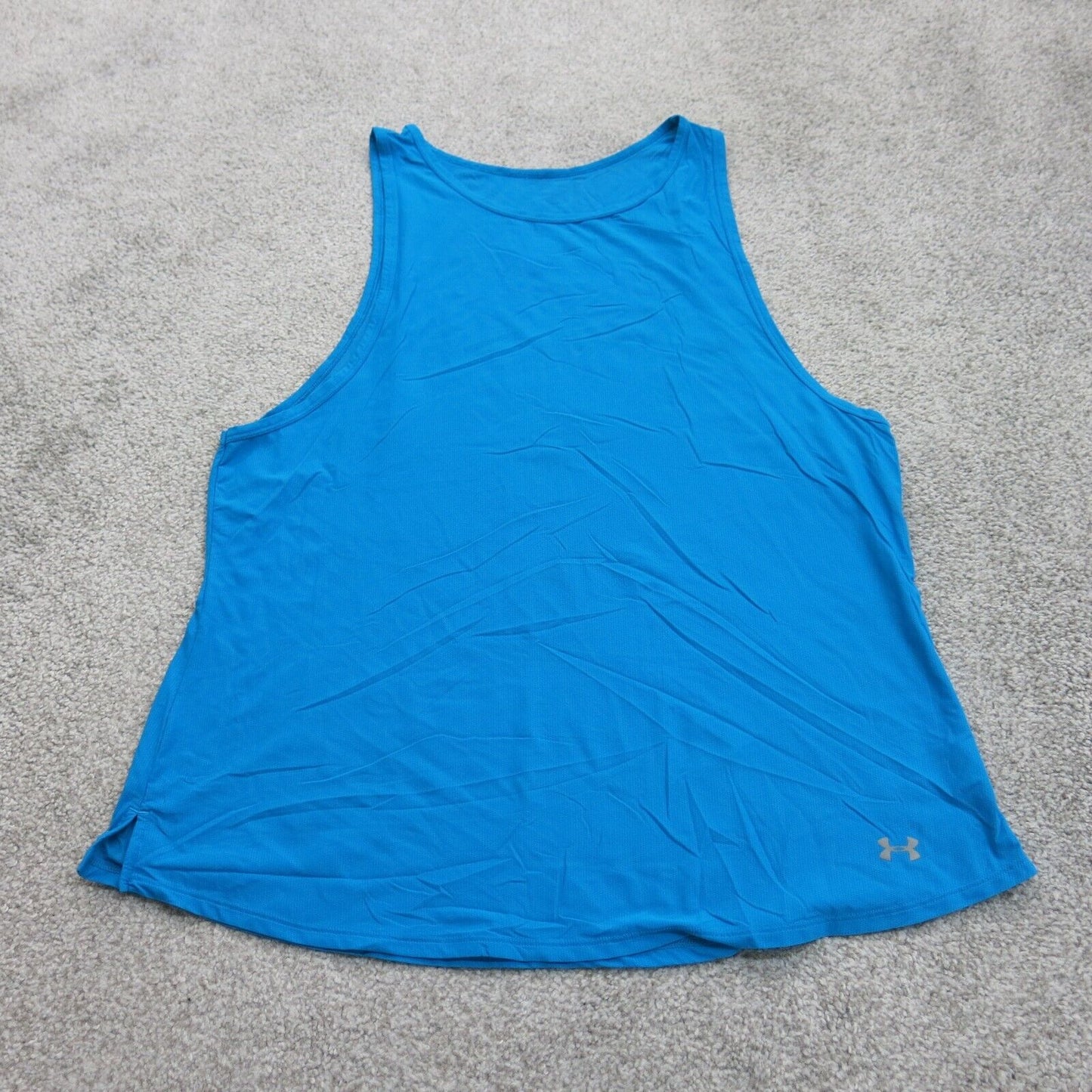Under Armour Womens Activewear Logo Athletics Tank Top Sleeveless Blue Size L