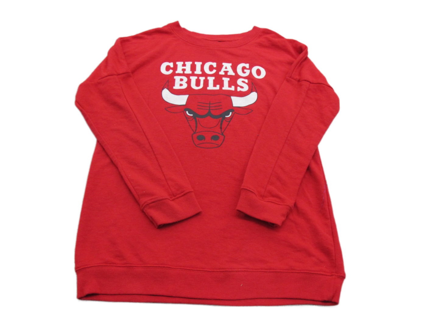 NBA Mens Sweater Knitted Chicago Bulls Round Neck Long Sleeve Red Size Medium