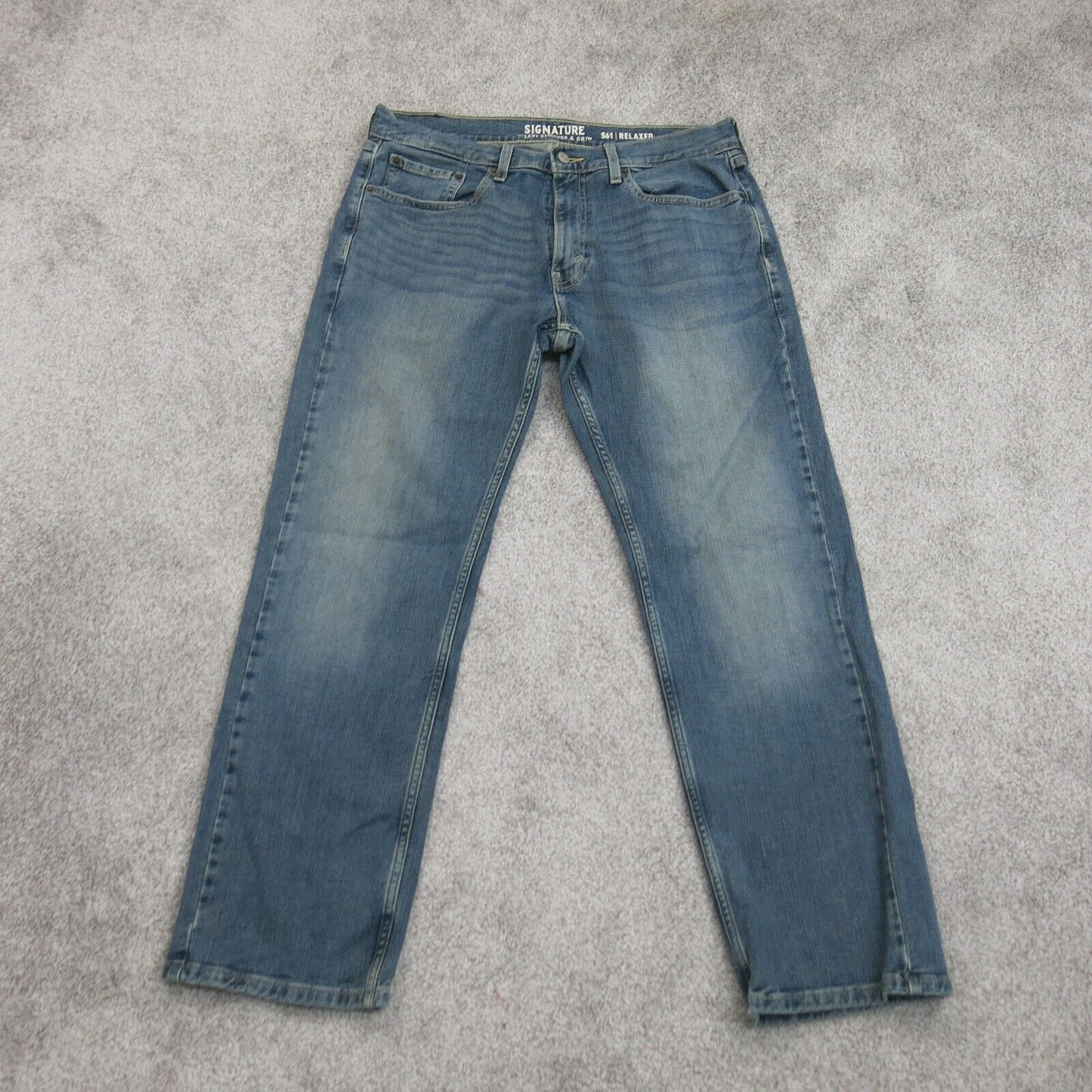 Signature By Levis Men Straight Leg Jeans Denim Relaxed Fit Cotton Blue W32xL30
