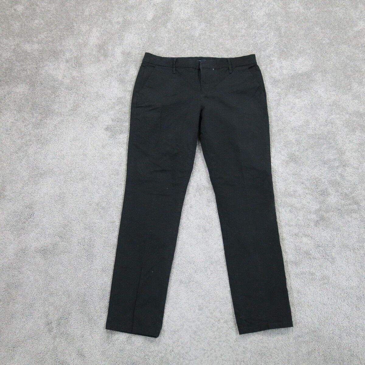 Tommy Hilfiger Womens Striped Leg Chino Pants High Rise Pockets Black Size 8