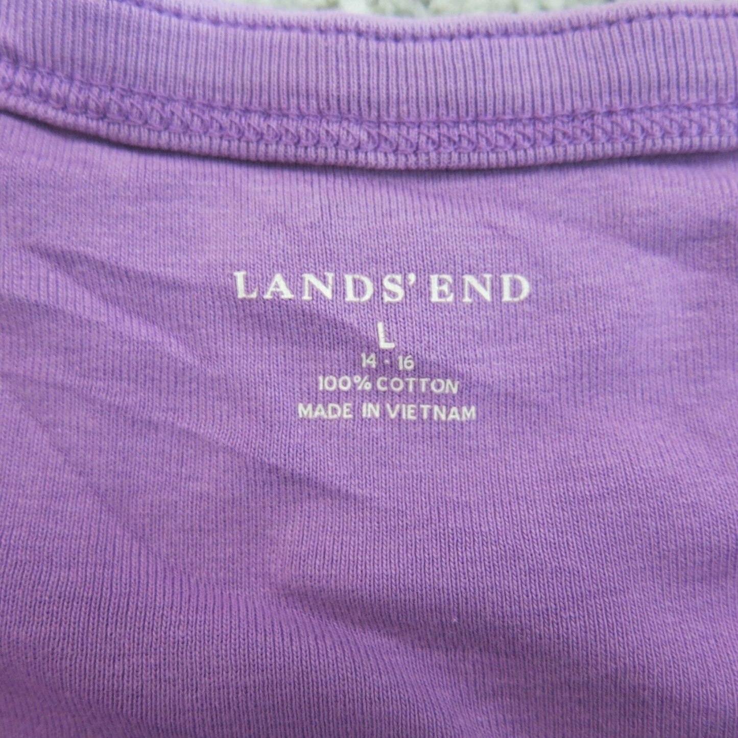 Lands End Womens Pullover Sweater Long Sleeve 100%Cotton Crew Neck Purple Size L
