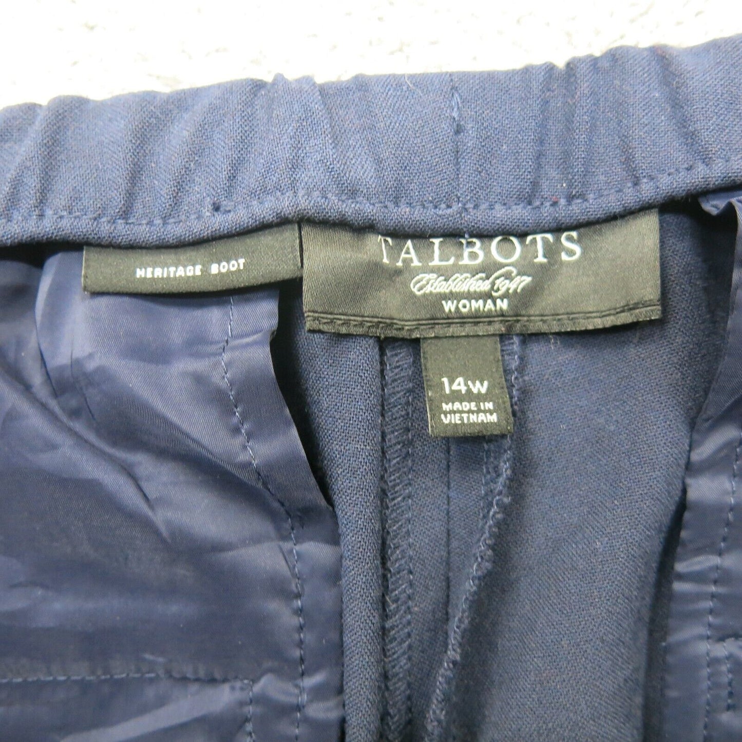 Talbots Womens Heritage Boot Cut Pants High Rise Slash Pockets Blue Size 14W