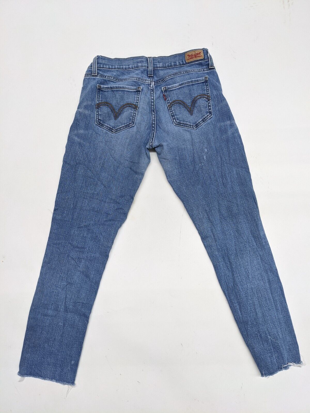 Levi's 524 Men's Denim Jeans Too Super Low Slim Distressed Raw Hem Blue Size 7M