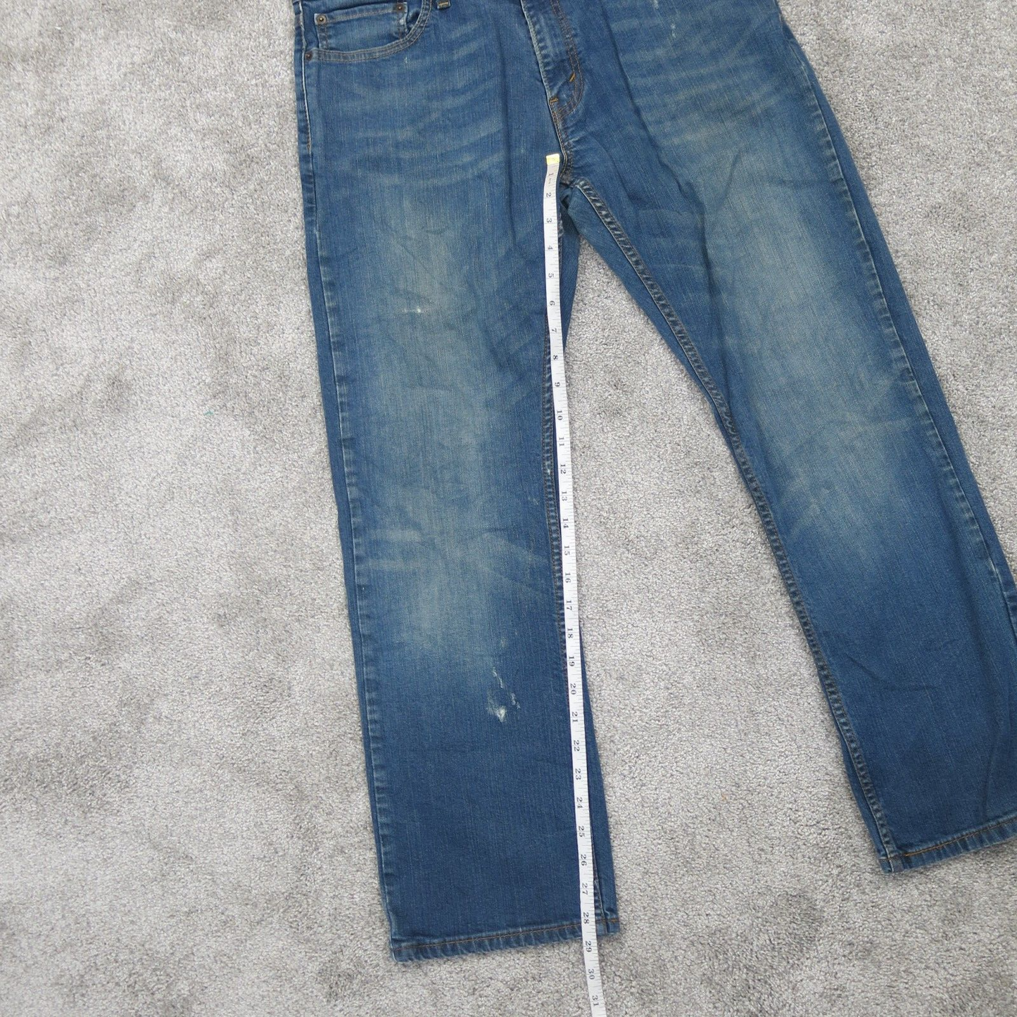 Levis Mens Straight Leg Denim Jeans Mid Rise Dark Blue Cotton Size W34XL30