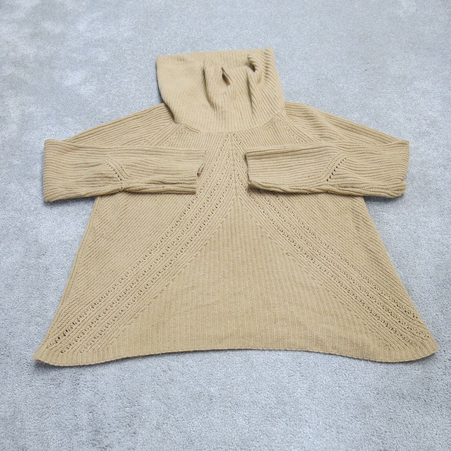 Ann Taylor Womens Pullover Sweater Long Sleeves Turtle Neck Tan/Beige Size XL