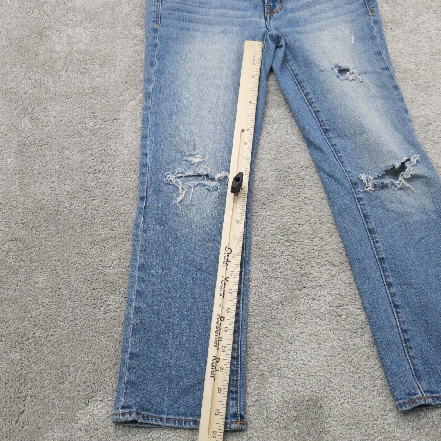 American Eagle Men Straight Leg Jeans Mid Rise Five Pockets Distressed Blue SZ 2