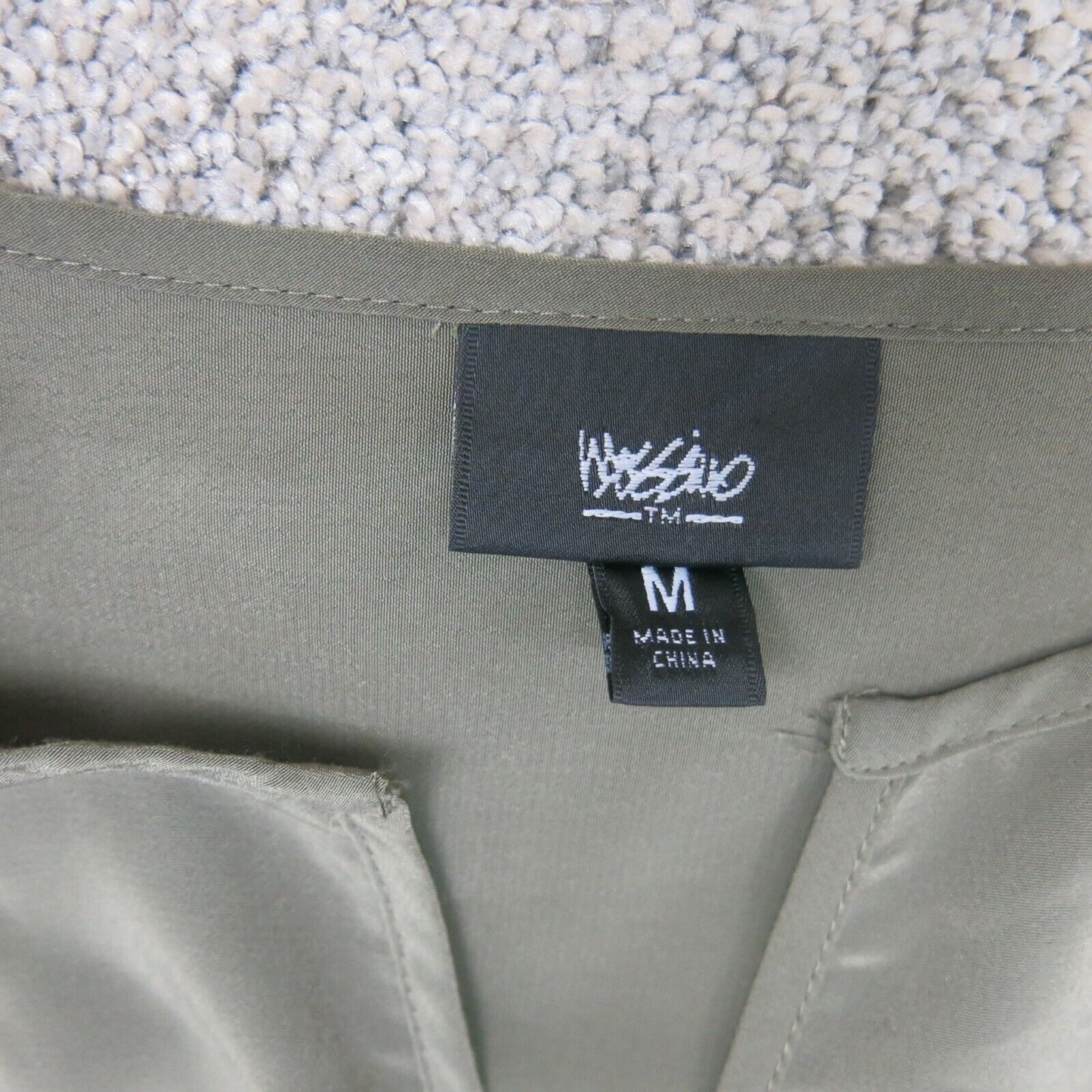 Massimo Womens Utility Dress V Neck Long Sleeves Pockets Green Size Medium
