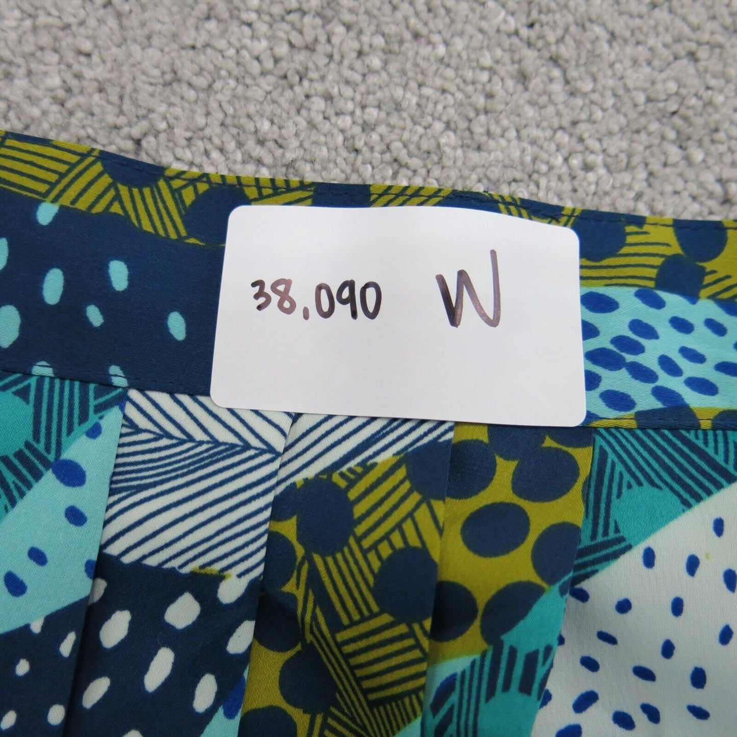 H&M Womens Pleated Midi Skirt Pull On Polka Dot Leaf Print Blue Size US 2
