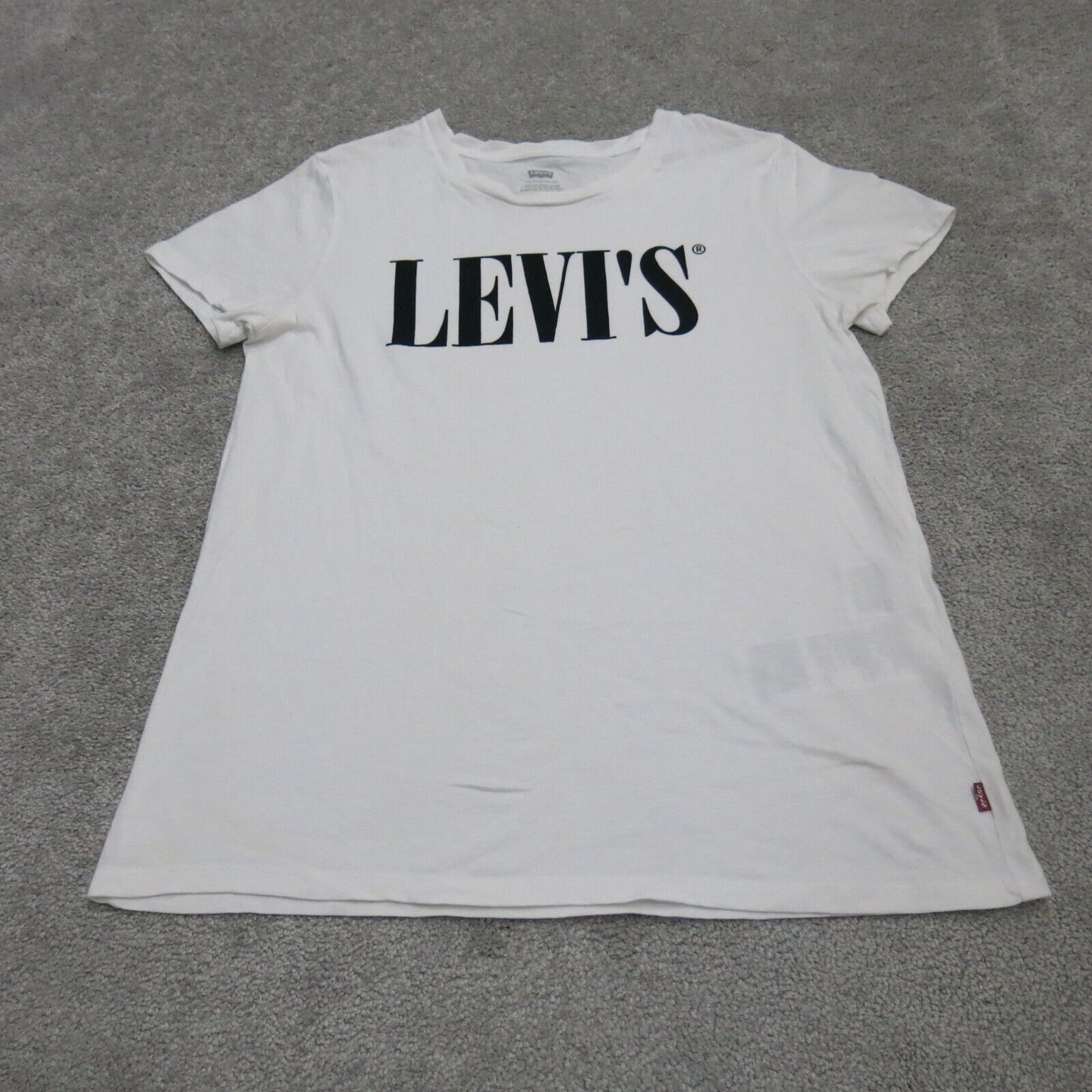 Levis Womens Pullover T Shirt Short Sleeves Crew Neck White Size Small