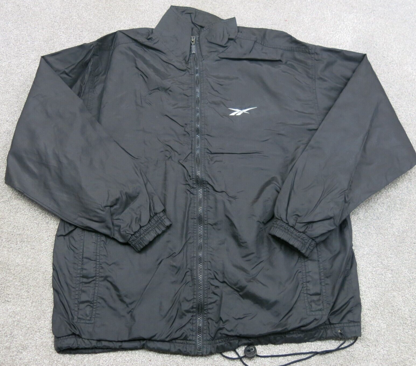Reebok Windbreaker Jacket Men s Small S Black Full Zip Up Logo Track Jacket