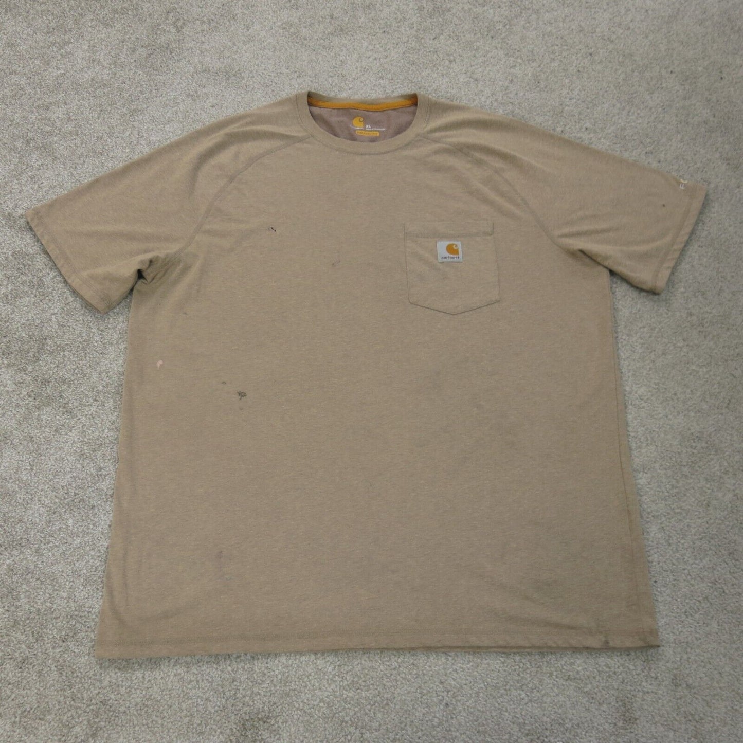 Carhartt Shirt Mens X Large Brown Crew Neck Relaxed Fit Short Sleeve Pocket