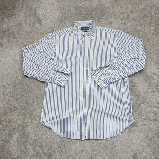 Ralph Lauren Men Button Down Shirt Classic Fit Long Sleeve Blue White Size 16.5