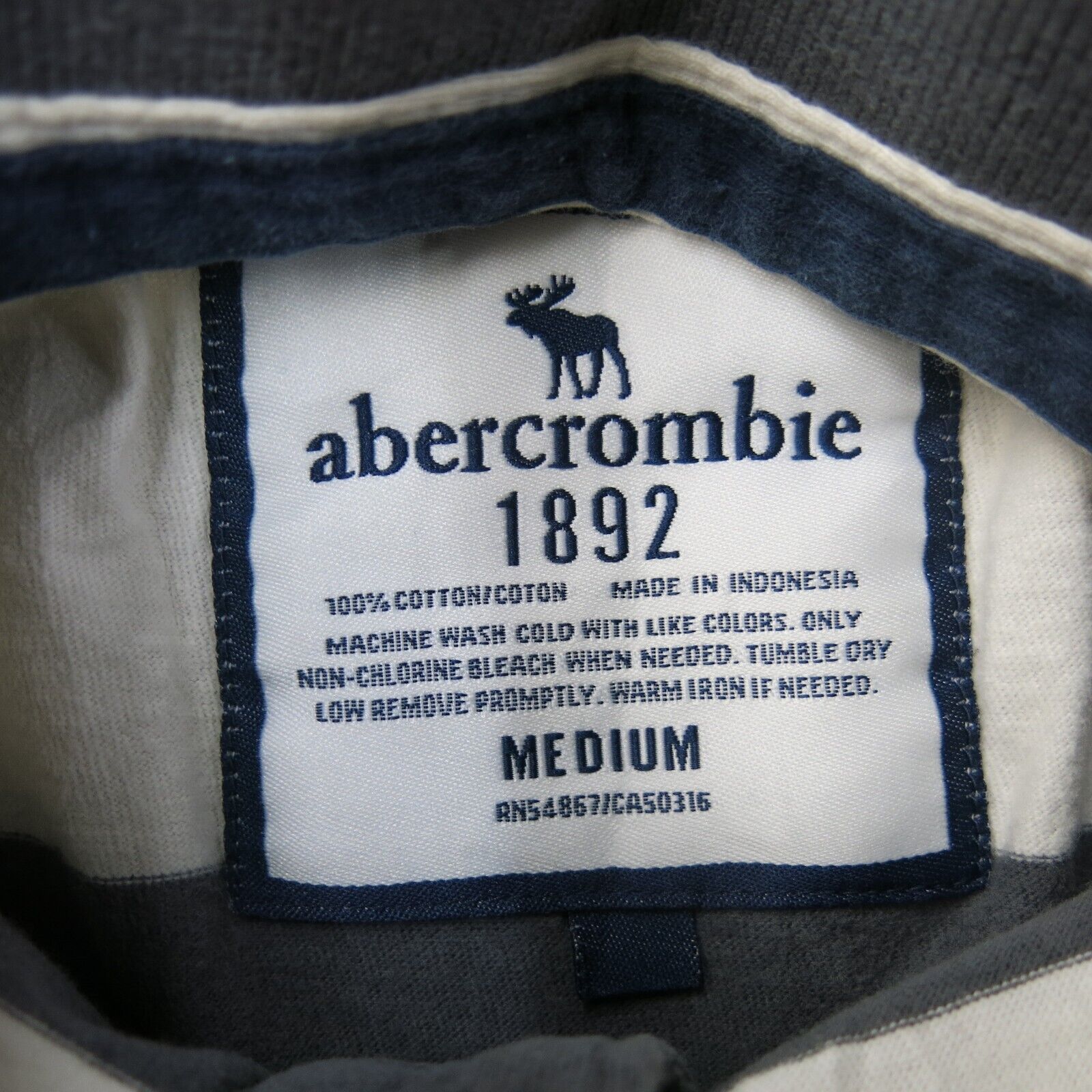 Abercrombie & Fitch Polo Shirt Men Medium Gray White Striped