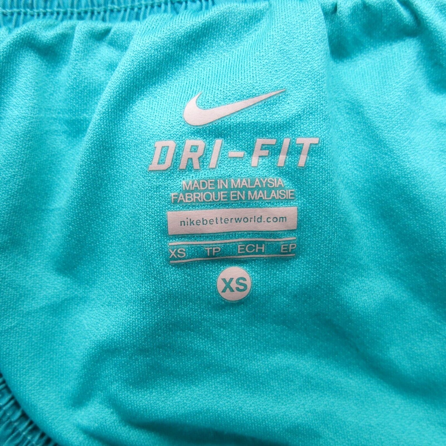 Nike Dri Fit Womens Athletic Shorts Triangle Print Elastic Waist Aqua Blue XS