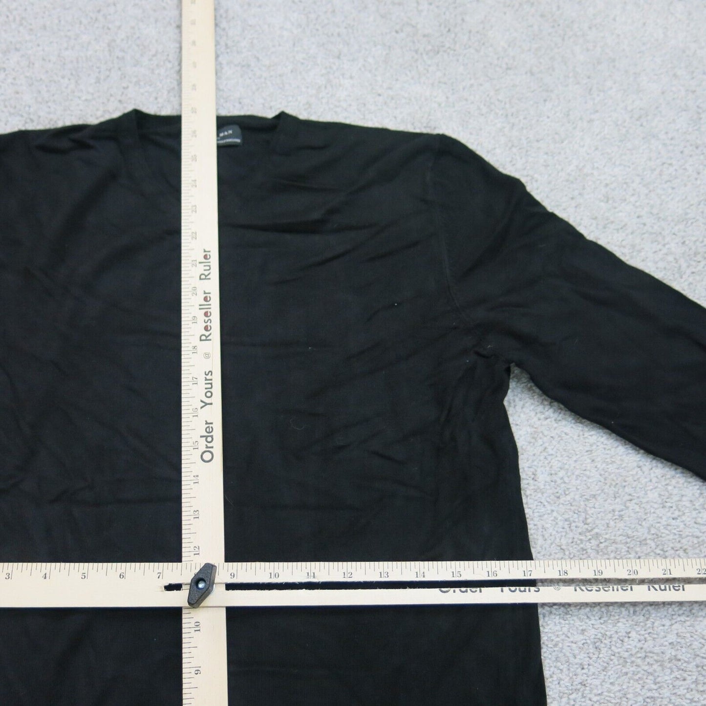 Zara Man Basic Men Pullover Sweatshirt V Neck Long Sleeve Solid Black SZ Medium