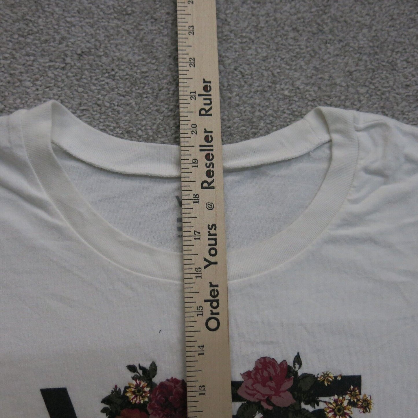 Vans Womens Crew Neck T Shirt Top Floral Short Sleeves Logo White Size Large