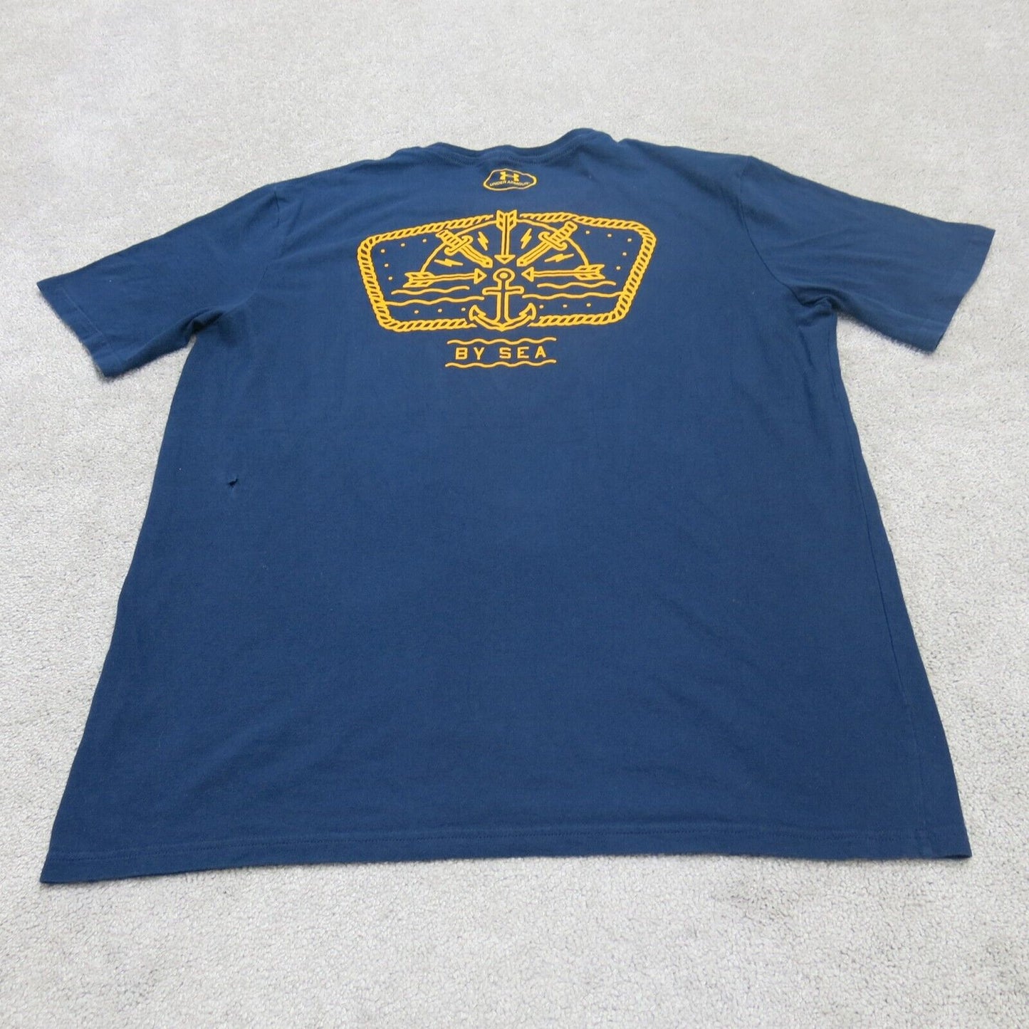 Under Armour Mens Crew Neck T Shirt Short Sleeves Heatgear Graphic Print Blue L