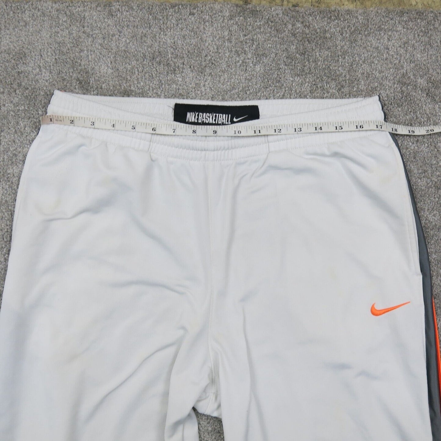 Nike Mens Activewear Basketball Pant Mid Rise Elastic Waist White Size Large