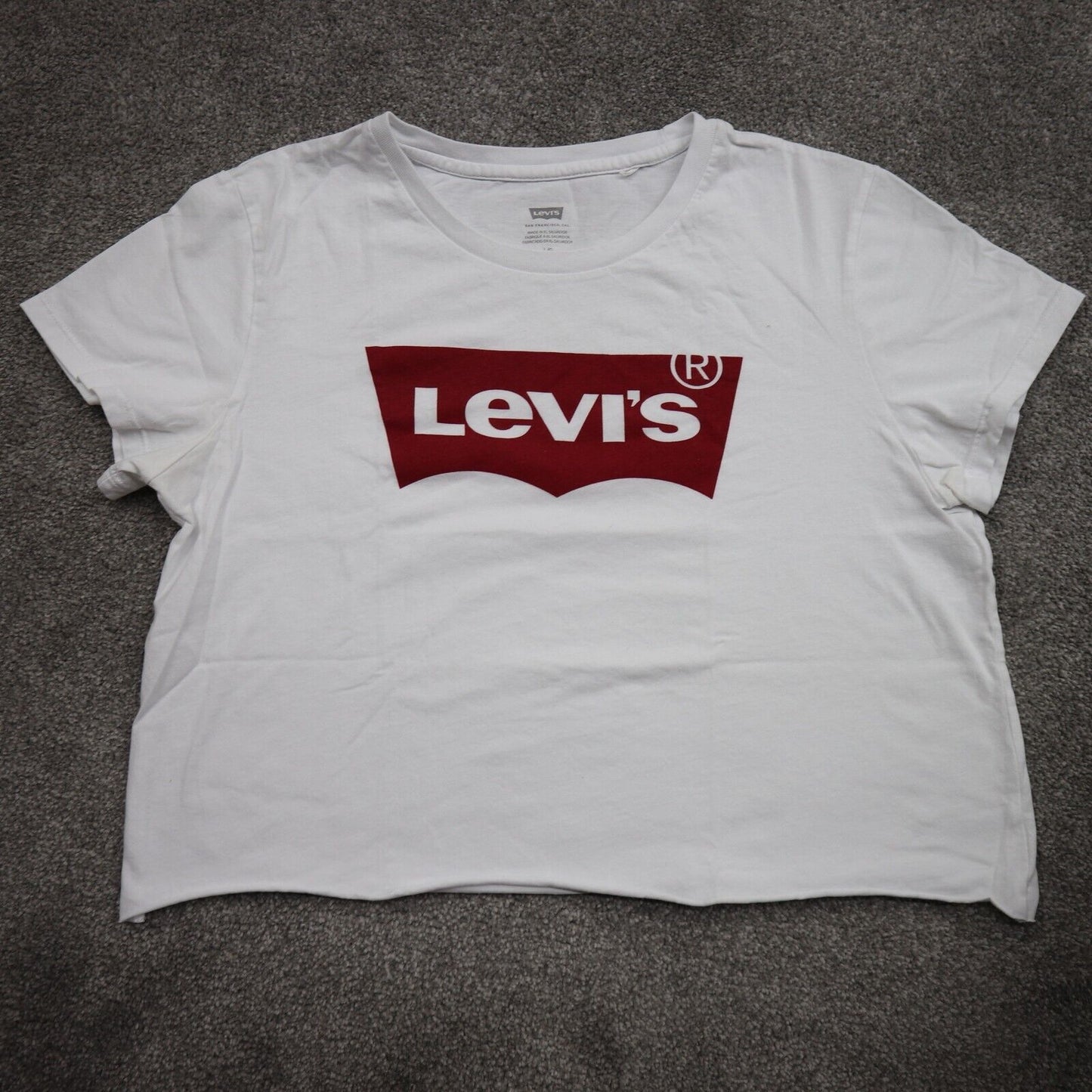 Levis Womens Pollover T-Shirt Short Sleeves Graphic Tee Crew Neck White Size L