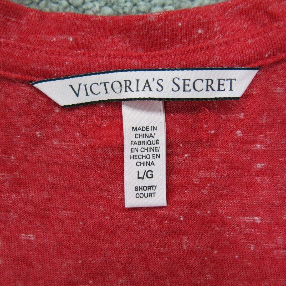 Victorias Secret Womens Henley Sweatshirt Top Long Sleeve Heather Red Size Large