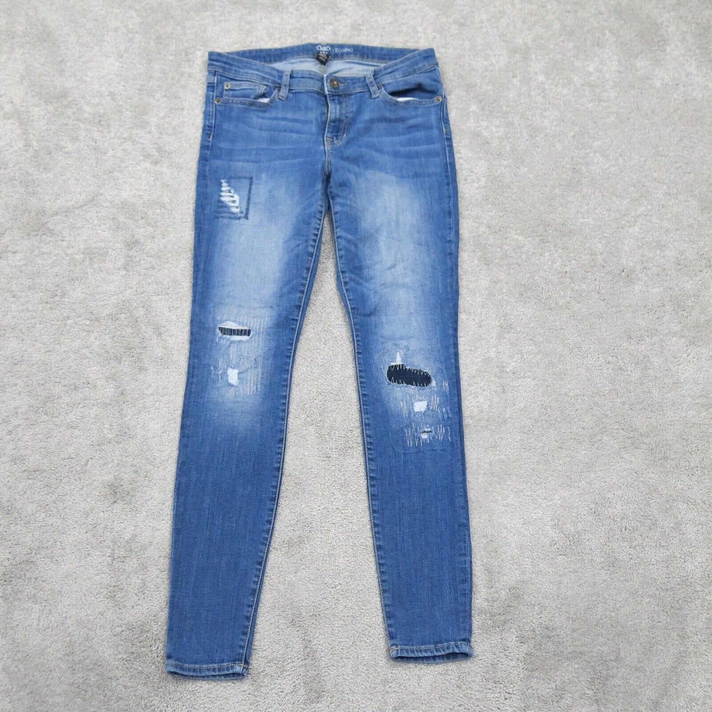 Gap Womens Legging Jeans Denim Stritch Distressed Low Rise Logo Blue Size 4/27