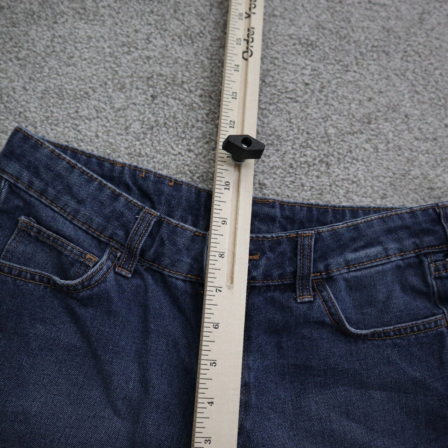 H&M Womens Denim Jeans Shorts Stretch Roll Cuff Mid Rise Pocket Blue Size 8