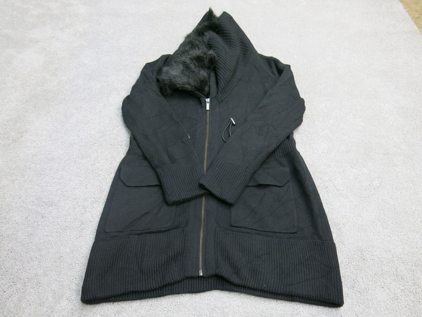 Banana Republic Womens Parka Sweater Coat Jacket Long Sleeve Black Size Small