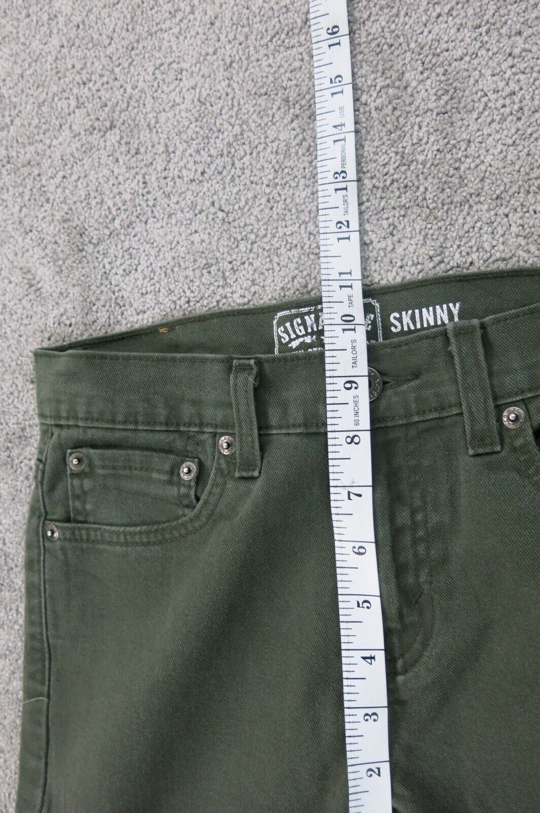 Levi Strauss Co Signature Womens Skinny Jeans Cotton Mid Rise Green Size 14 Reg
