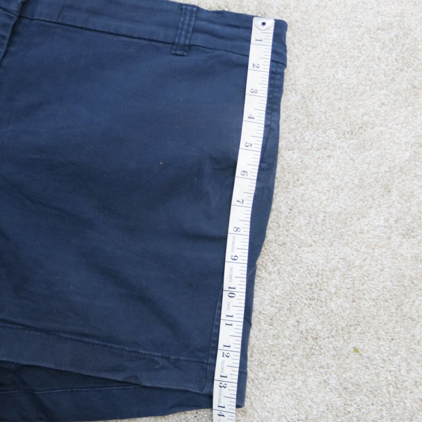 J. Crew Womens Chino Shorts High Rise Flat Front Slash Pocket Solid Blue Size 16