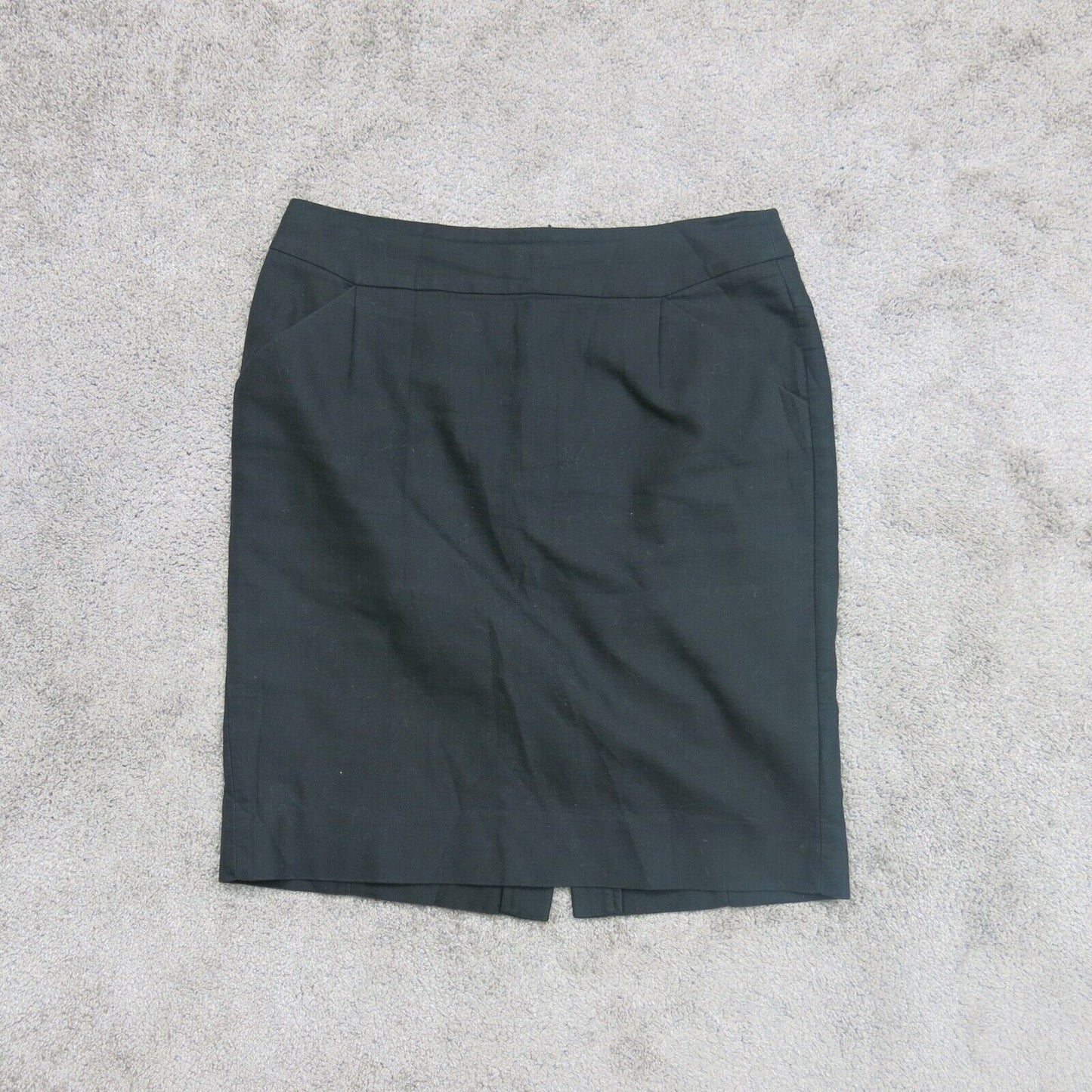 J Crew Womens The Pencil Skirts Back Zip Elastic Waist Pockets Black Size 8