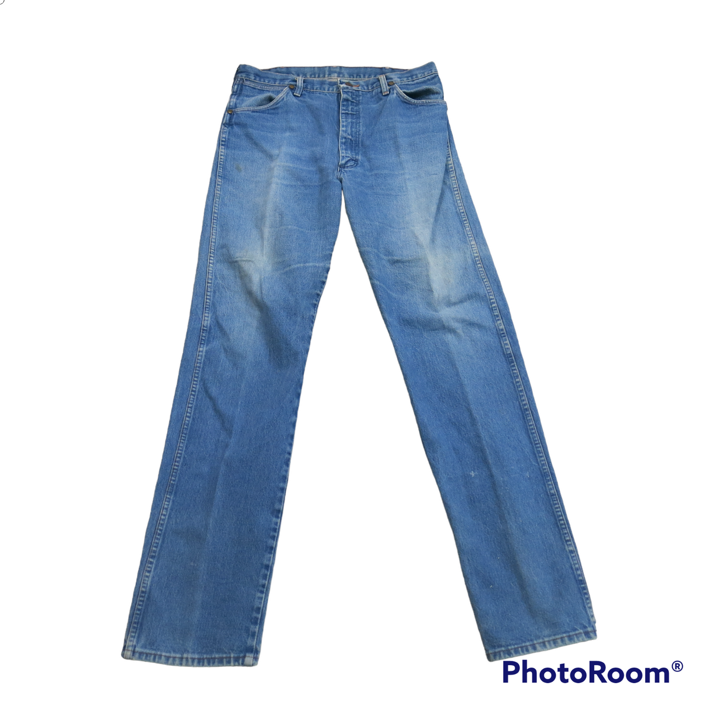 Wrangler Mens Regular Fit Straight Leg Jeans Denim Mid Rise Logo Blue Size 36