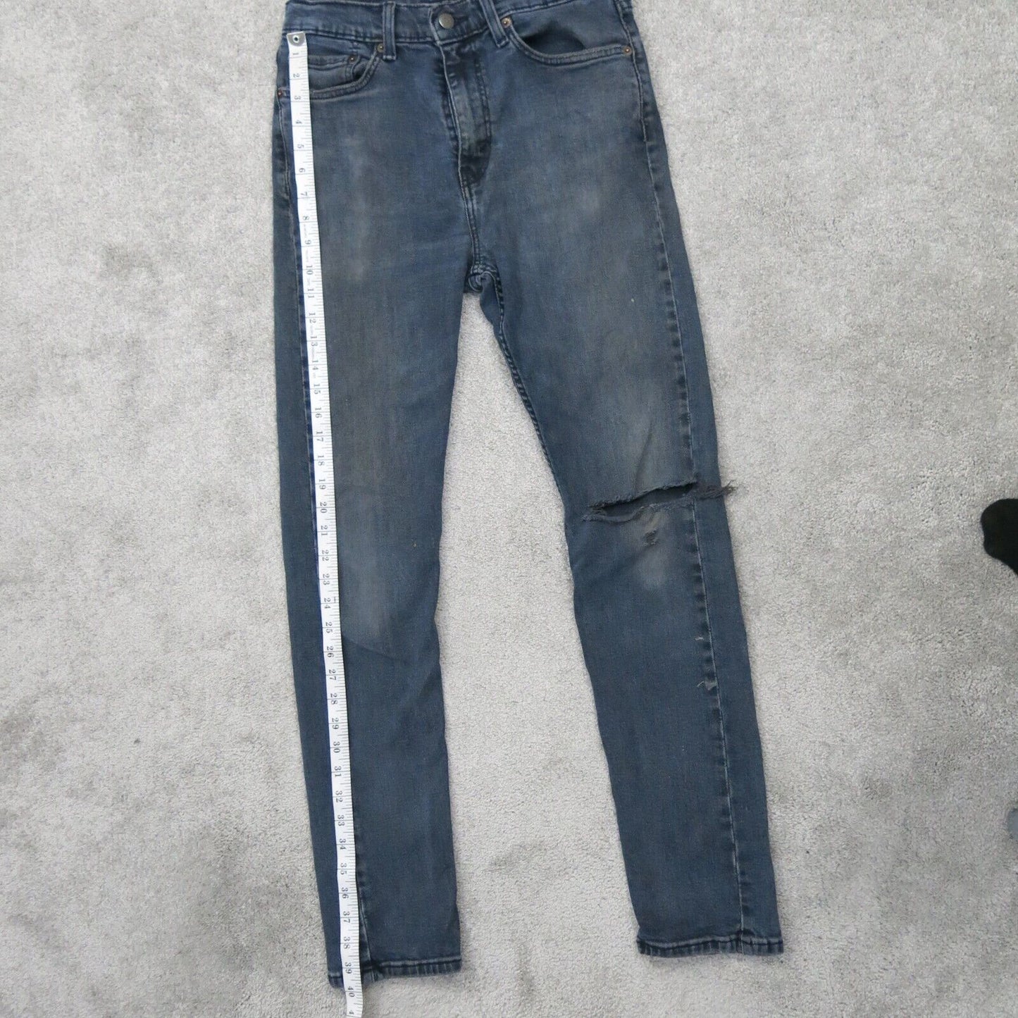 Levis 510 Mens Skinny Leg Jeans Denim Distressed Mid Rise Cotton Blue SZ W31XL32