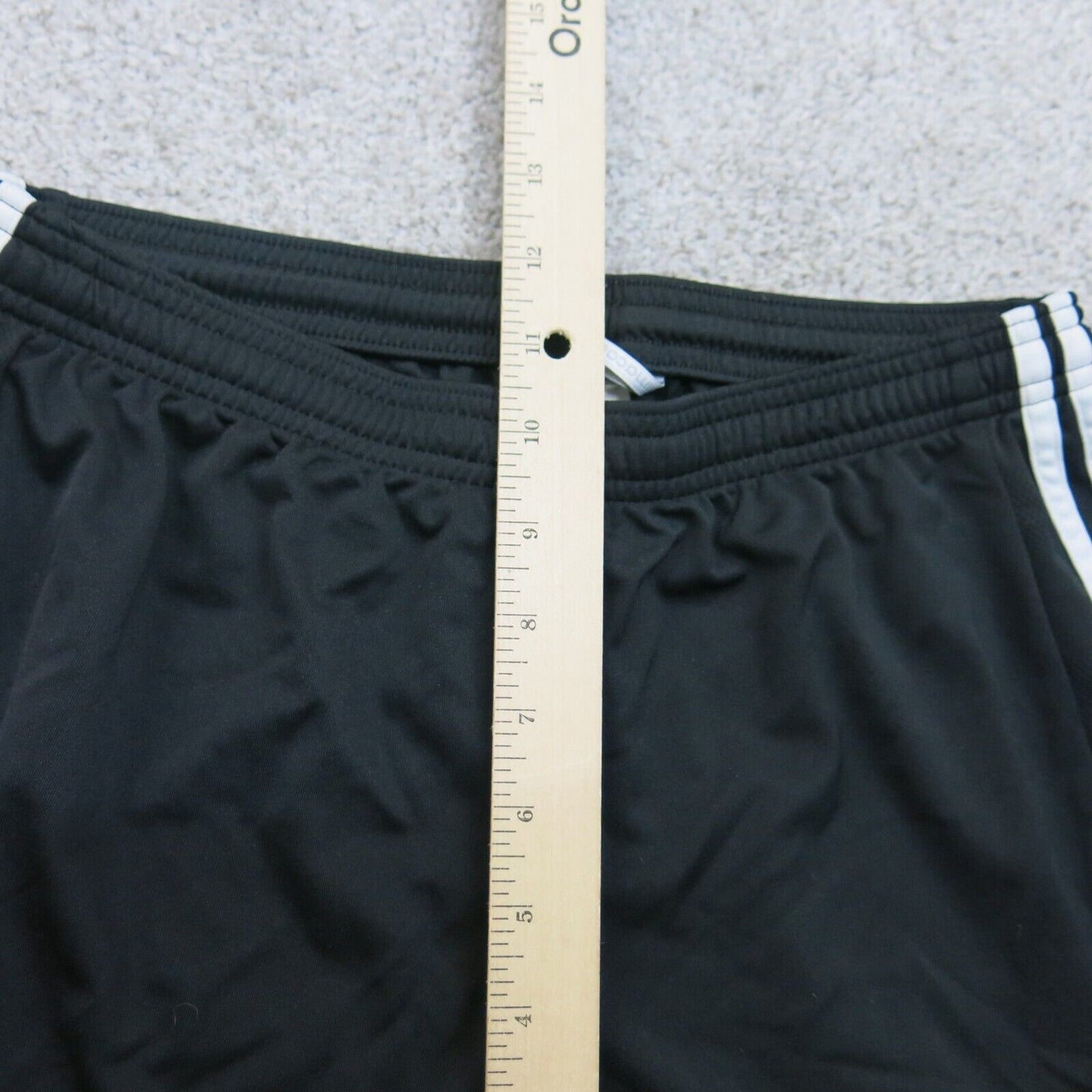 Adidas Womens Athletic Running Shorts Mid Rise 3 Striped Black Size Medium