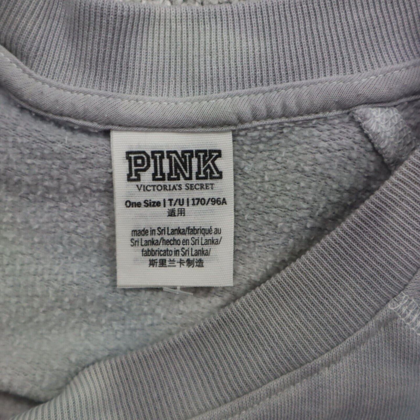 Pink Victorias Secret Womens Knitted Sweater Crew Neck Tie Dye White Blue Sz OS