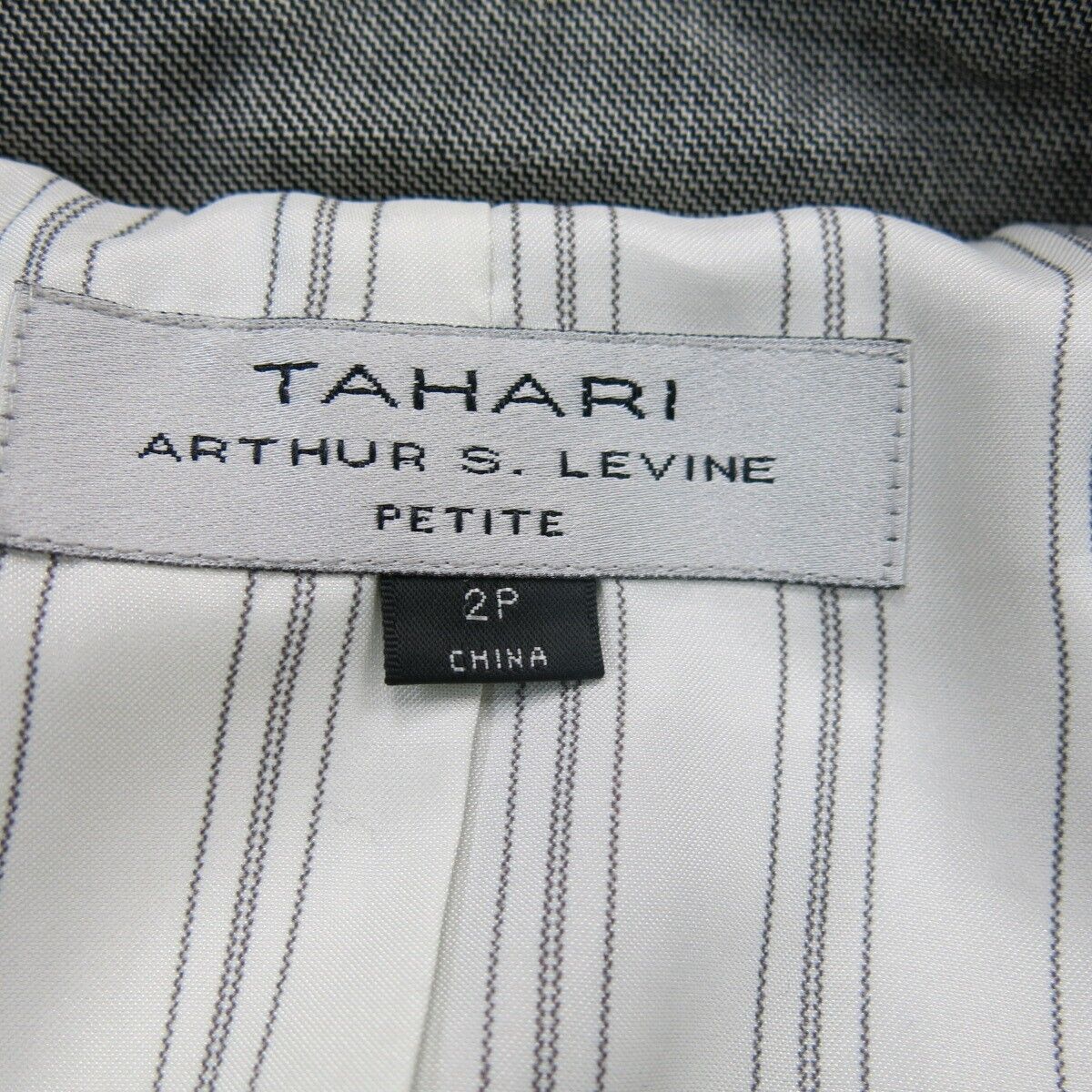 Tahari Arthur S. Levine Womens Petite Blazer Size 8 Solid Gray 2 Button  Career