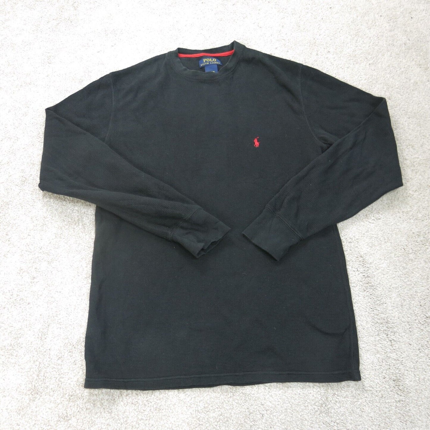Polo Ralph Lauren Shirt Mens Medium Black Crew Neck Long Sleeve Lightweight
