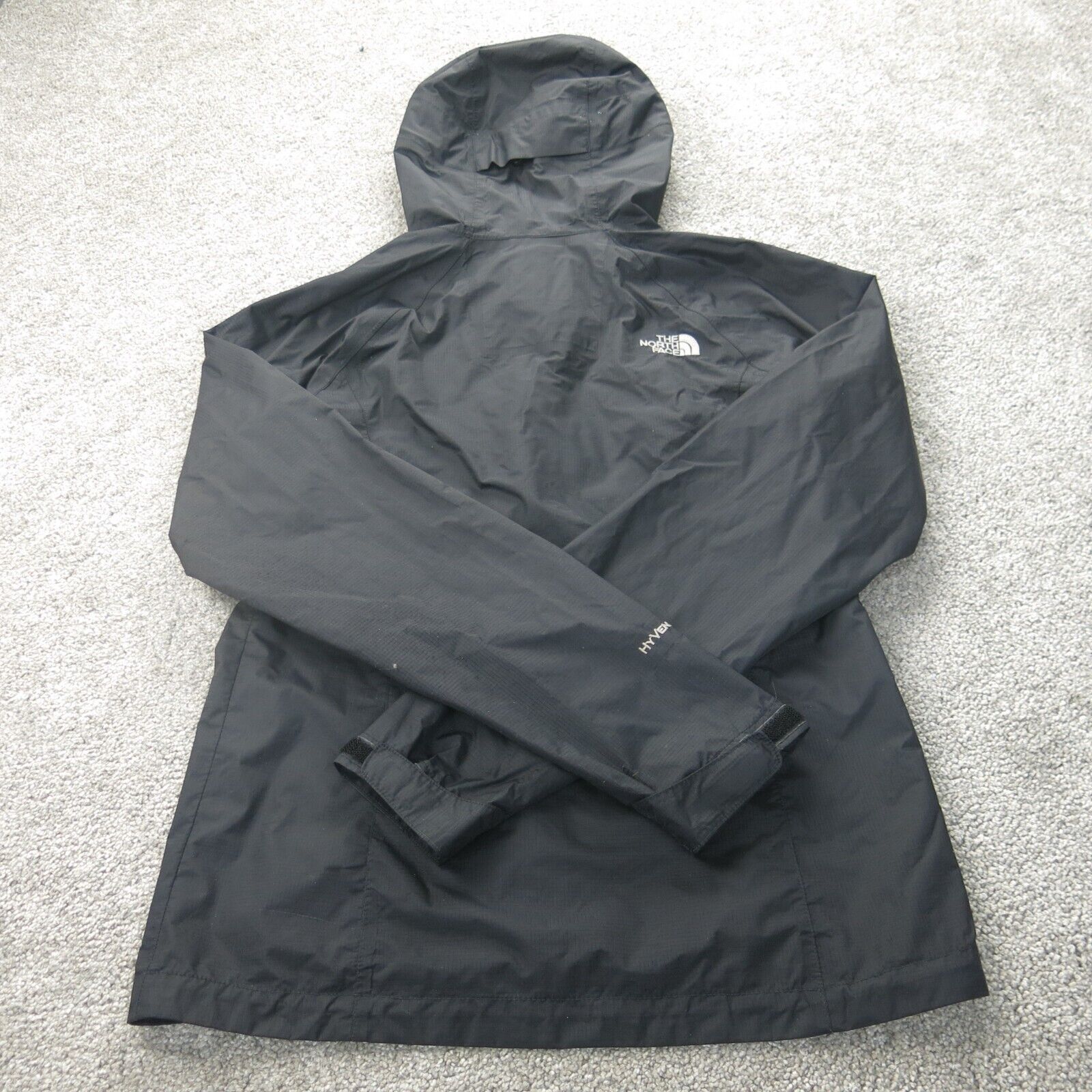 North Face Jacket Women XS Black Hyvent Windbreaker Hooded Zip Coat Sw