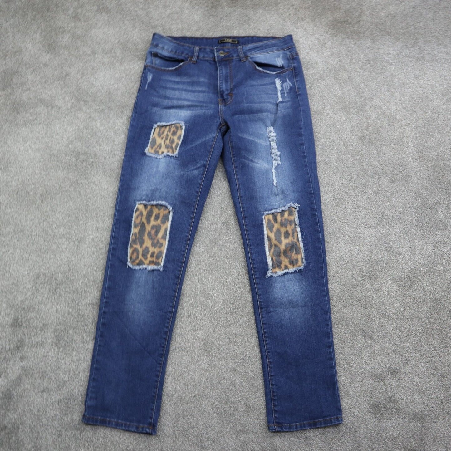 L&B Womens Distressed Jeans Slim Fit Denim High Rise Light Blue Size W32
