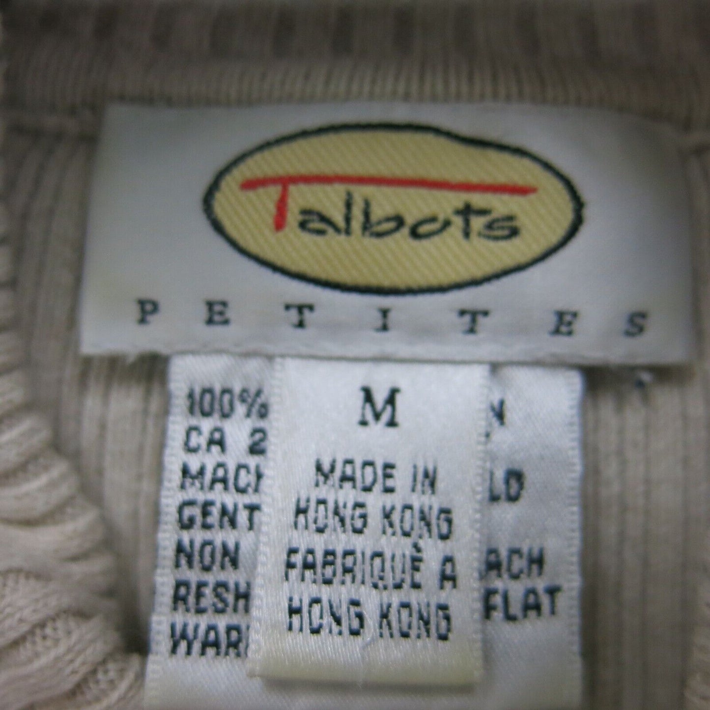 Talbots Womens Pullover Knitted Sweater Long Sleeves Turtleneck Beige/Cream SZ M