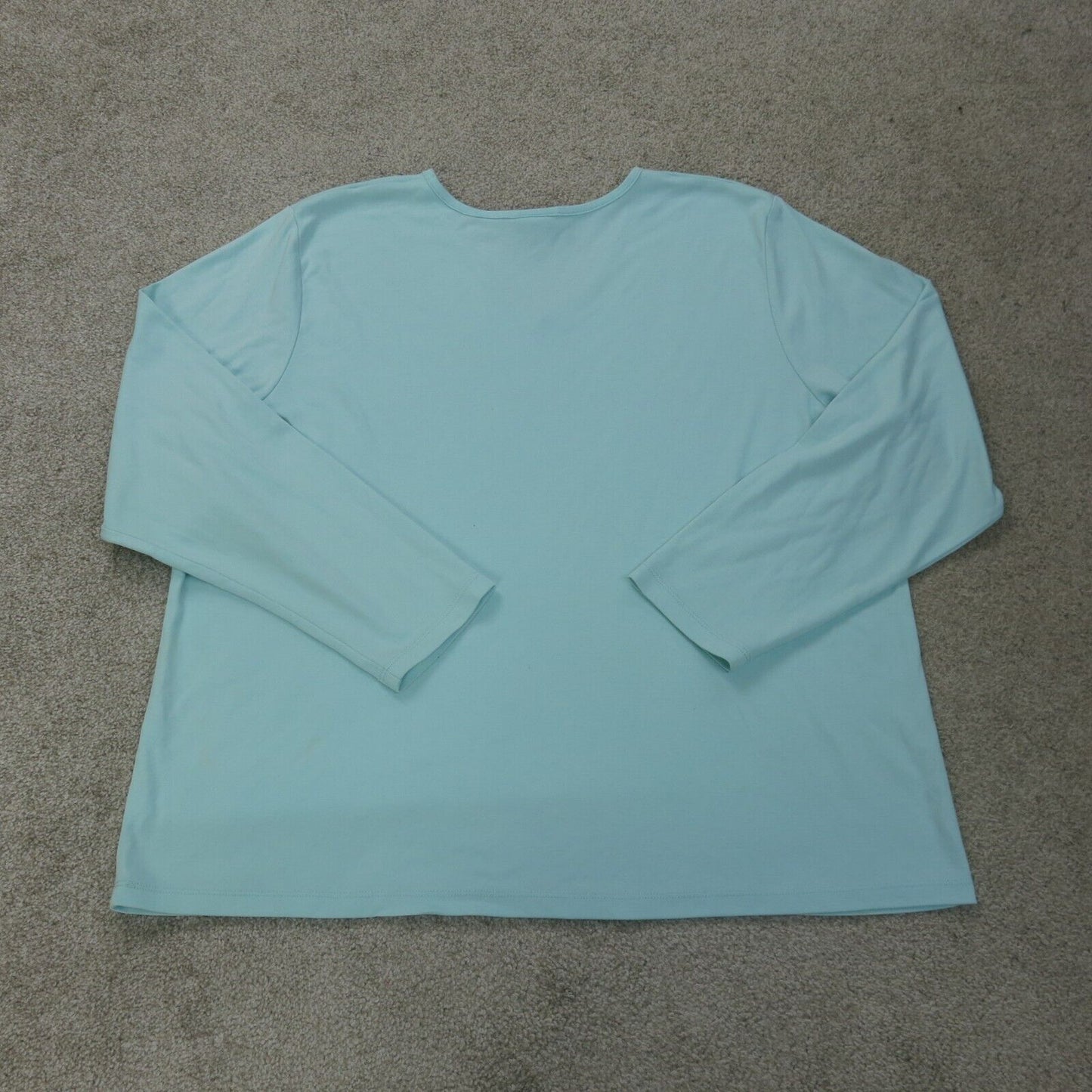 L L Bean Shirt Womens 2X Aqua Blue Long Sleeve Outdoors Lightweight Top V Neck