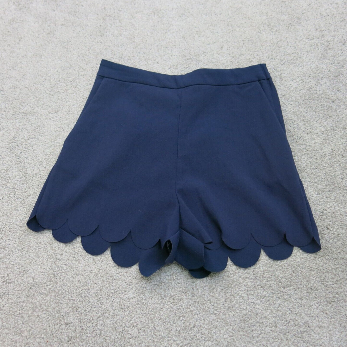 H&M Womens Scalloped Hem Activewear Shorts Elastic Waist High Rise Blue Size 6