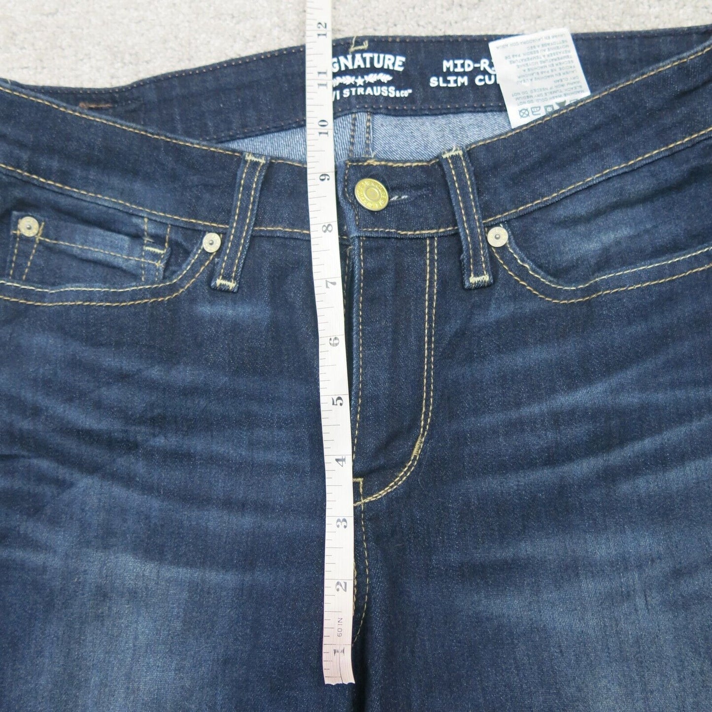 Signature by Levis Womens Slim Cuffed Jeans Mid Rise Pockets Blue Size W27