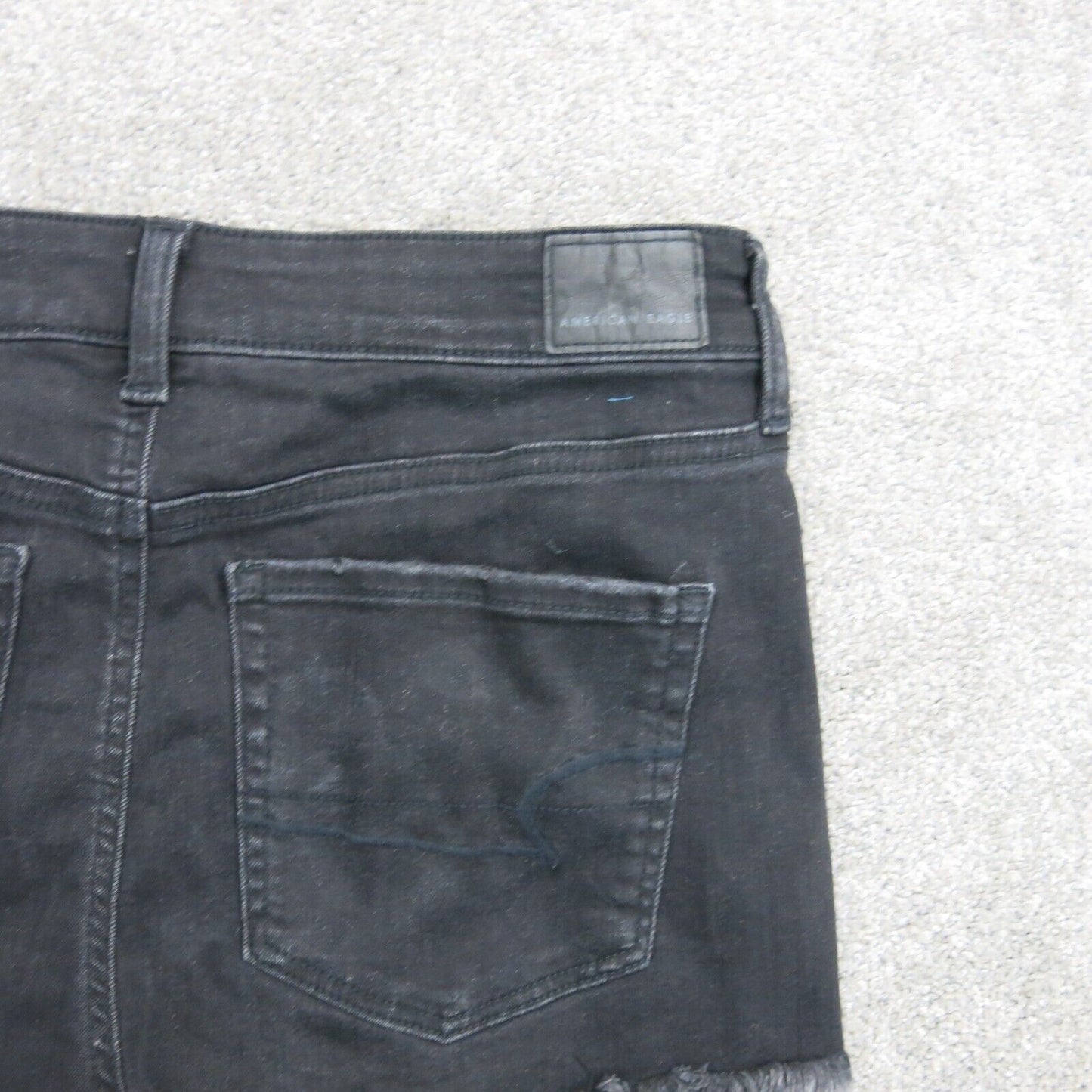 American Eagle Womens Distressed Cut Off Jeans Shorts Stretch Mid Rise Black 8