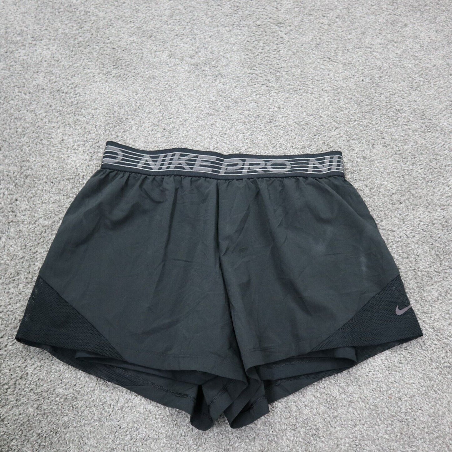 Nike Pro Womens Activewear Shorts Dri Fit Elastic Waist Black Size Medium