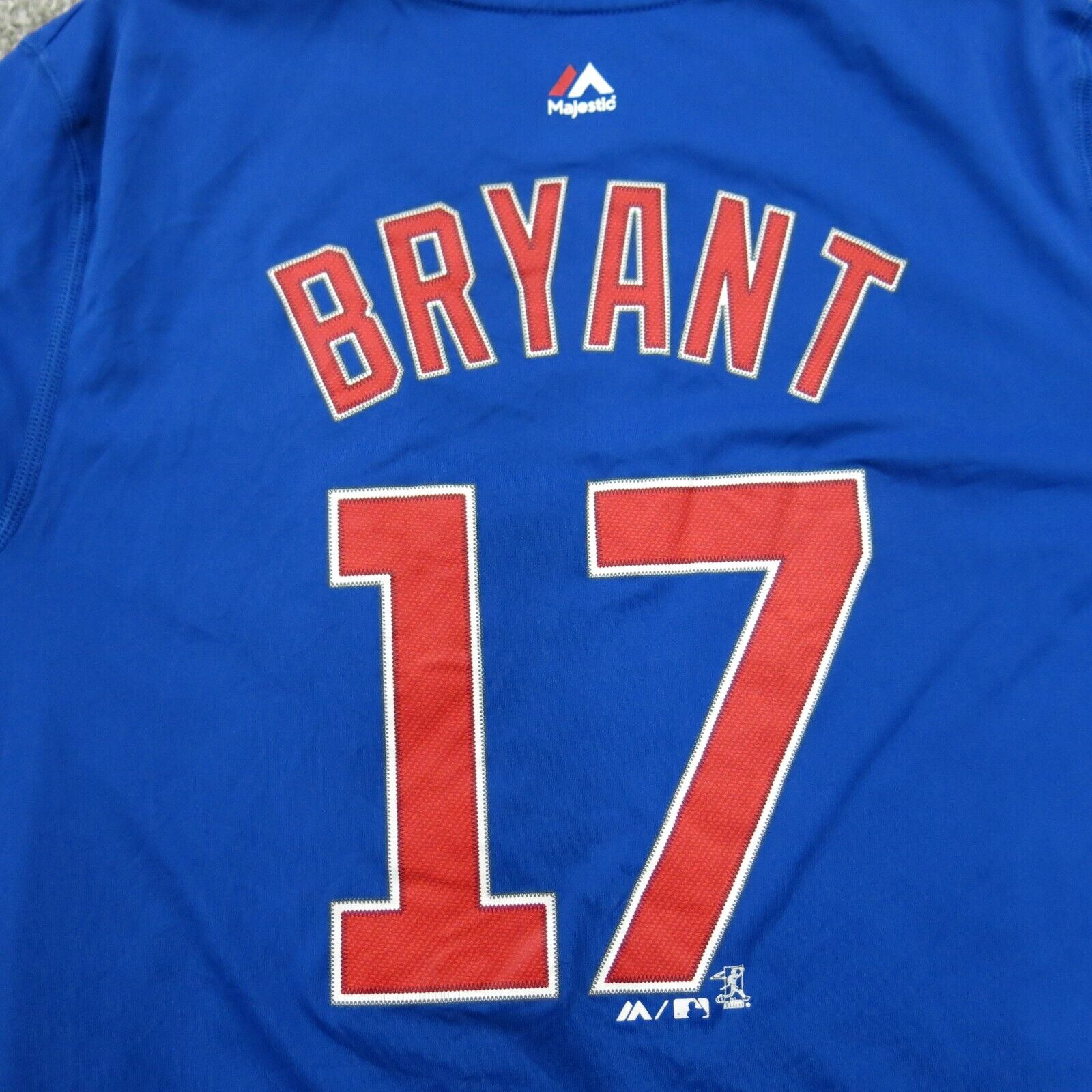 Chicago Cubs Kris Bryant T-Shirt #17 Mens Blue Cotton Majestic