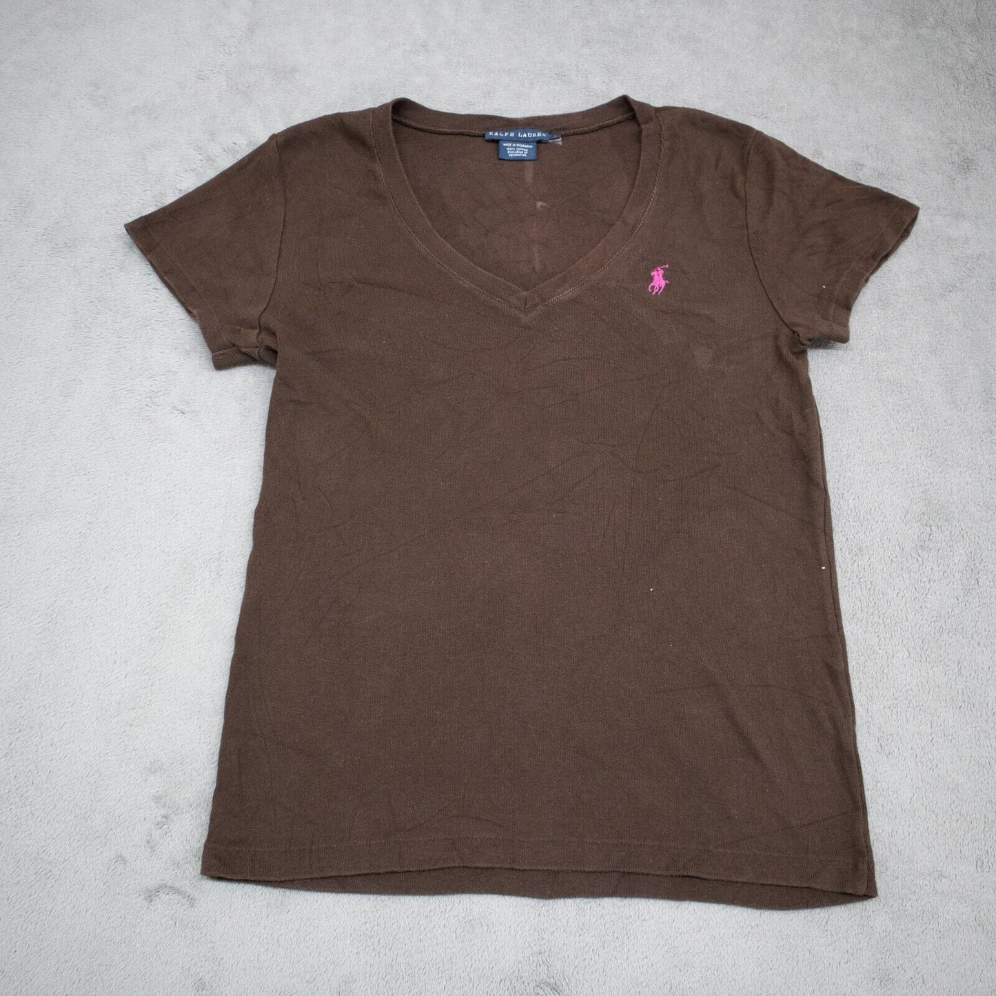Polo Ralph Lauren Men's V-Neck T-Shirt Short Sleeve Pullover Brown Size Large