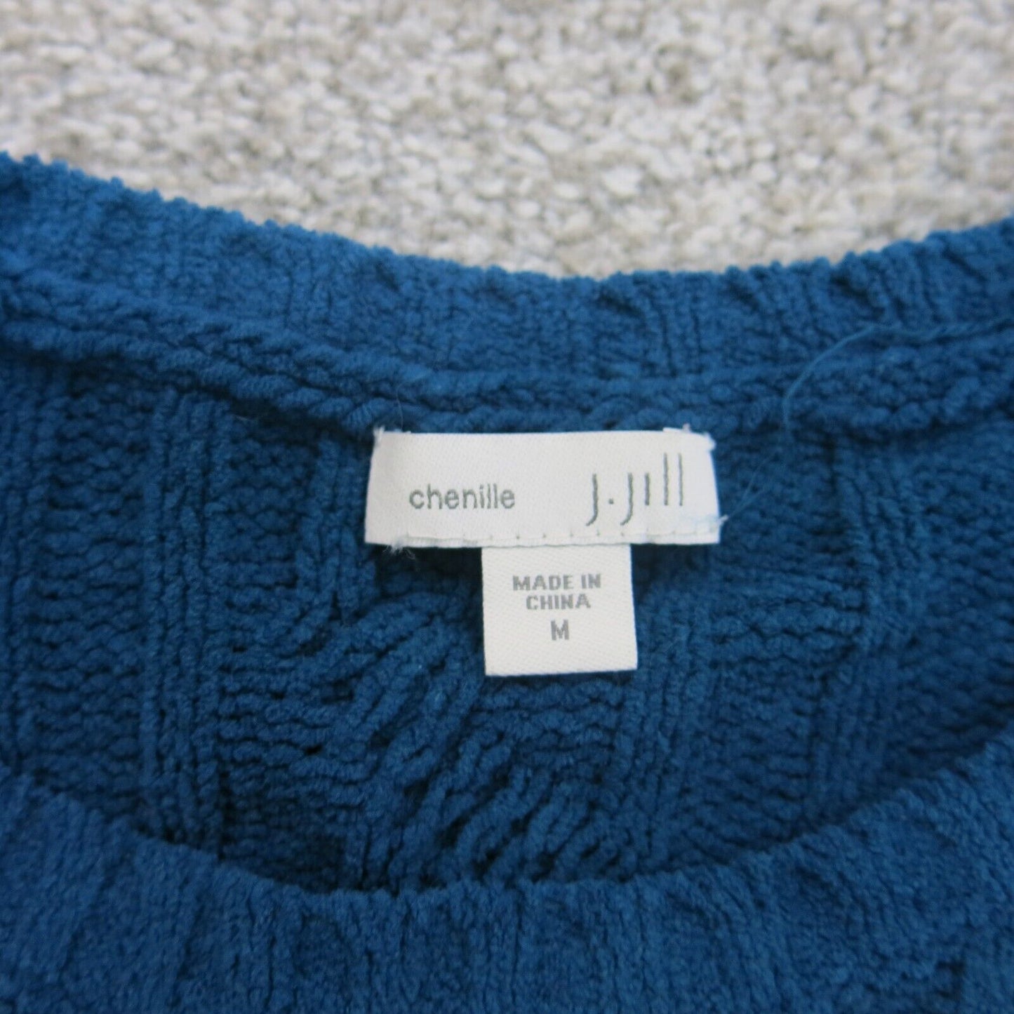J. Jill Women Knitted Pullover Sweater Long Sleeves Round Neck Blue Size Medium